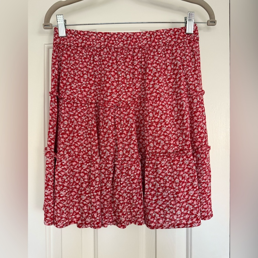 Floral Red Skirt